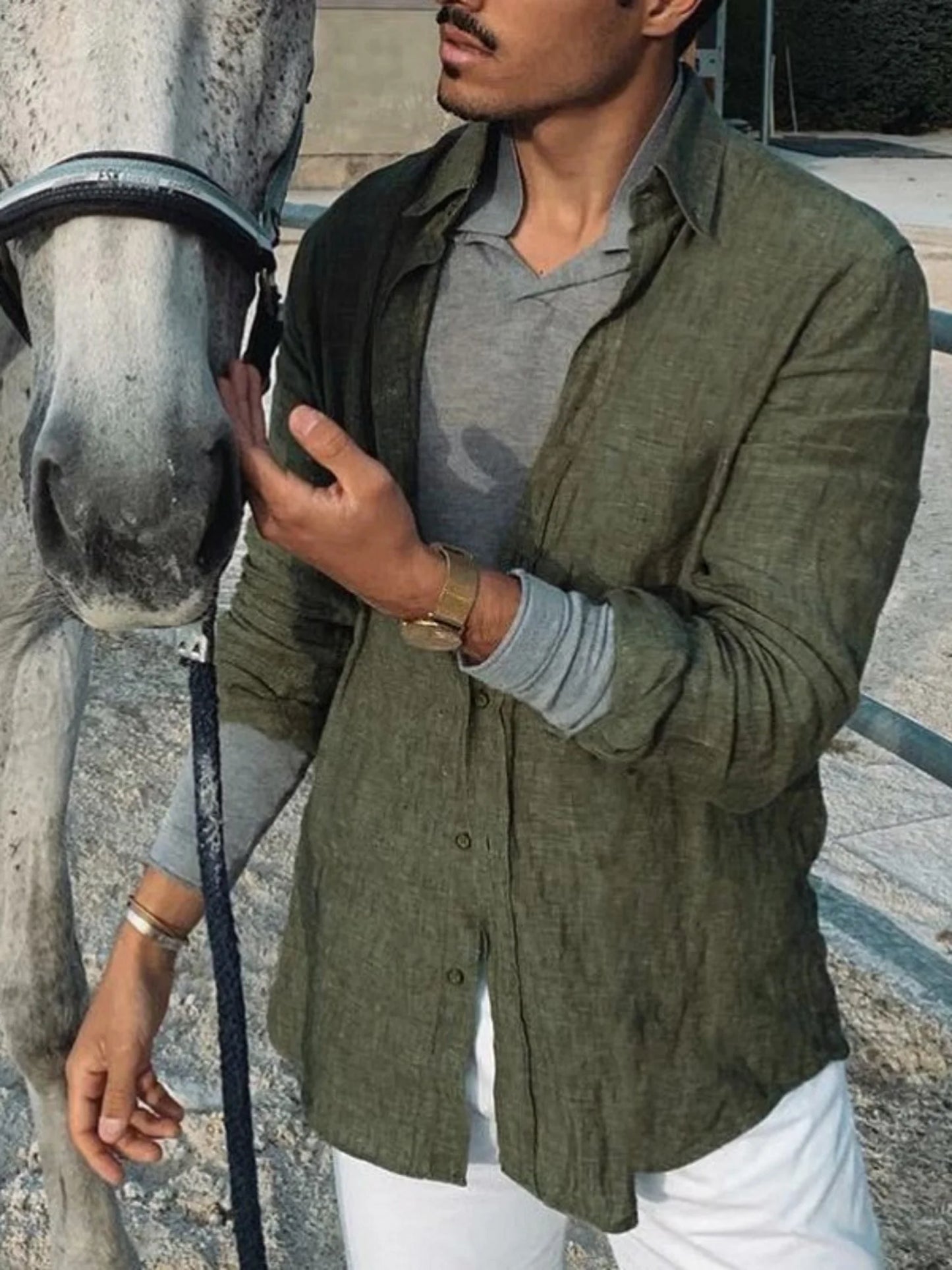 Men's casual fashion solid color thin long-sleeved
