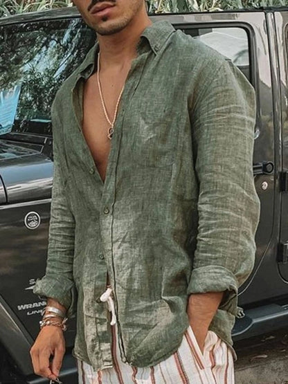 Men's casual fashion solid color thin long-sleeved