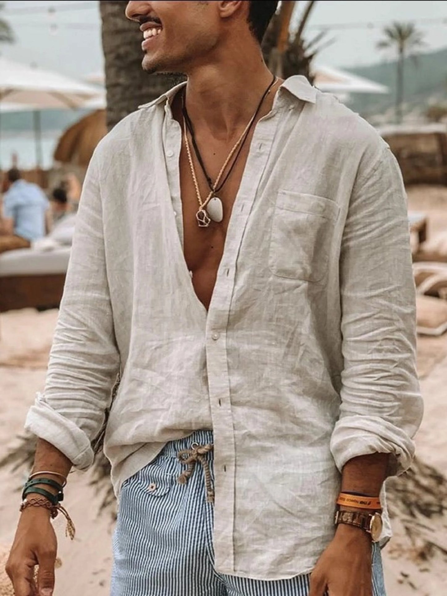 Men's casual fashion solid color thin long-sleeved