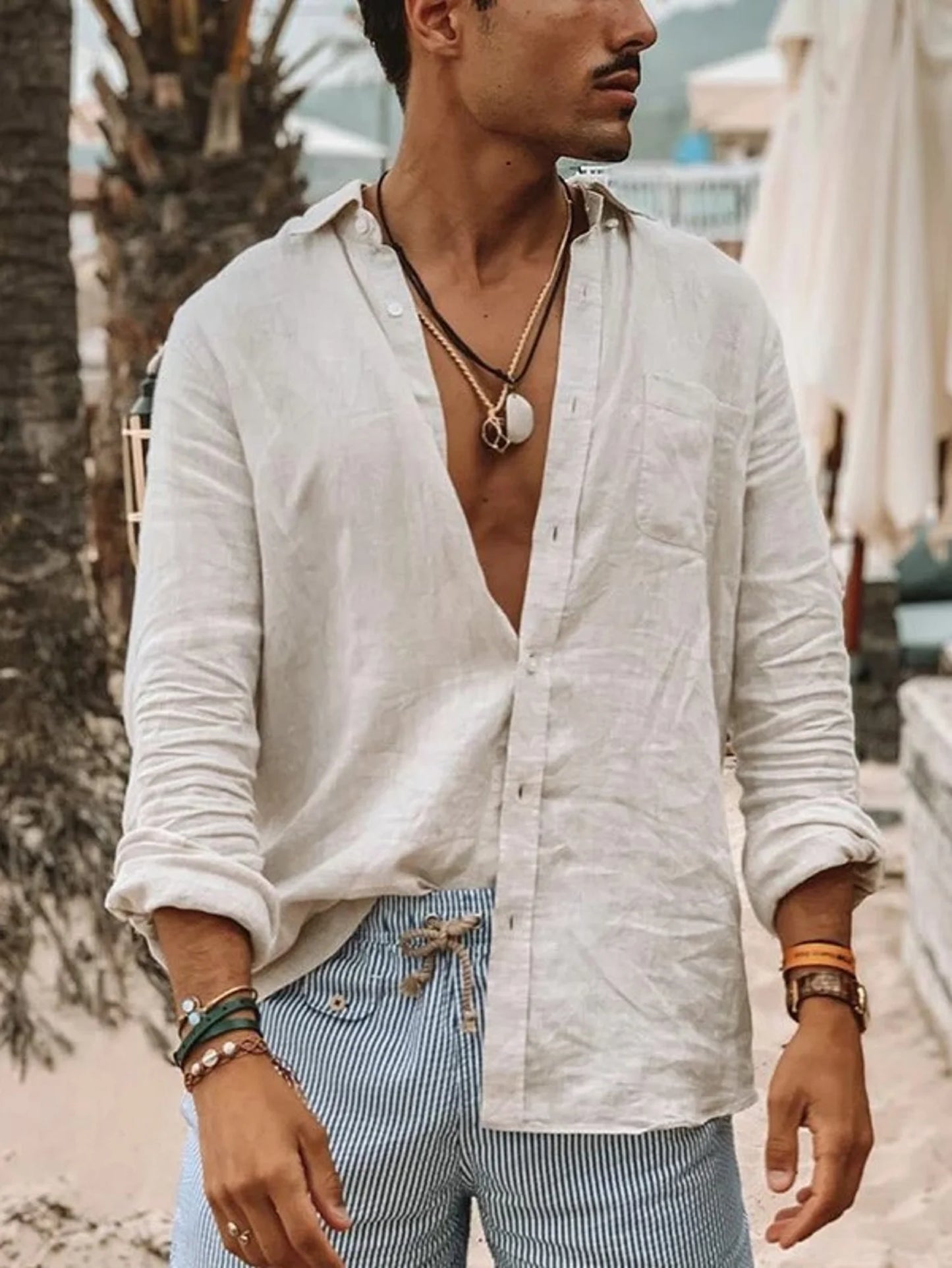 Men's casual fashion solid color thin long-sleeved
